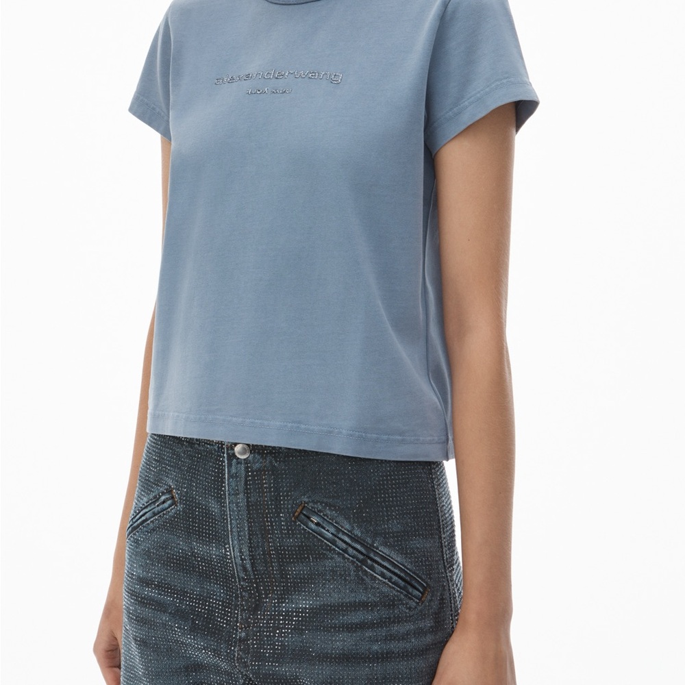 Alexander Wang shrunken glitter puff logo tee in cotton